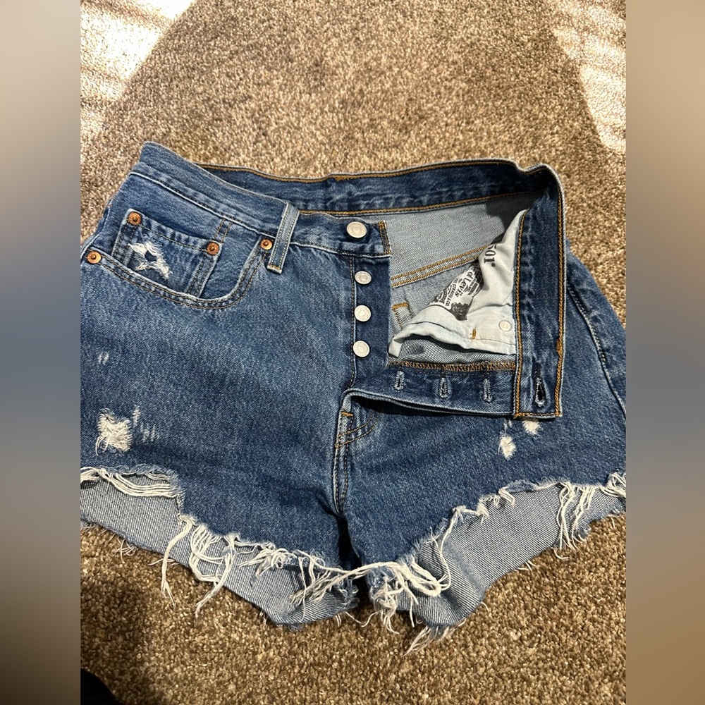 Levi's Blue Distressed Jean Shorts
